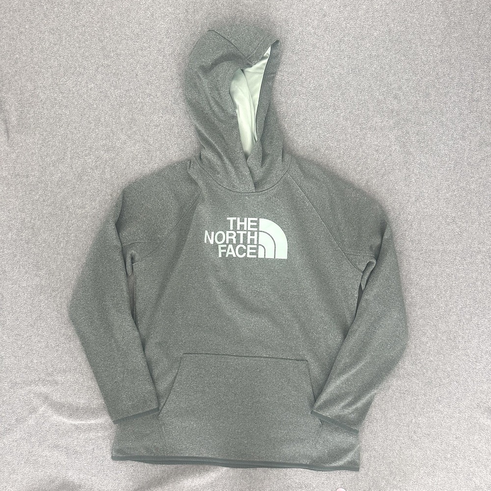 The North Face Hoodie Womens XL Green Heathered Fleece Pullover‎ Thumbholes Logo